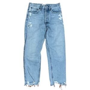 Agolde 90s Crop Distressed Light Wash Grunge Denim Jeans 25 28x26 Organic Cotton
